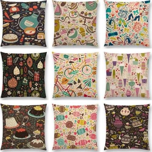 Linen Carrot Cake Candy Ice Cream Decor Sofa Throw Pillow Case Christmas gift Cushion Cover Home Decoration 45x45cm