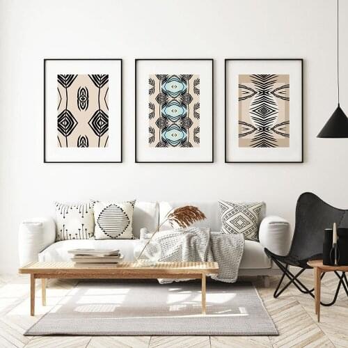 Moroccan Rug Art Painting Boho Wall Pictures Abstract Geometric Pattern Canvas Art Prints Home Bohemia Poster Wall Decor