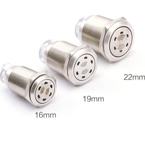 16mm 19mm 22mm metal buzzer alarm waterproof normally on a red light emitting intermittent active light red LED 12v 24v 220v
