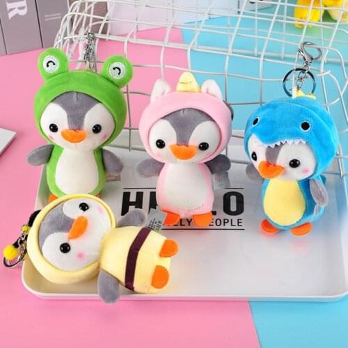 12CM Cute Penguin Stuffed Plush Pendant Keychain Animal Doll Stroller Toys For Children Kids Small Mini Plush Toy Baby Xmas Gift