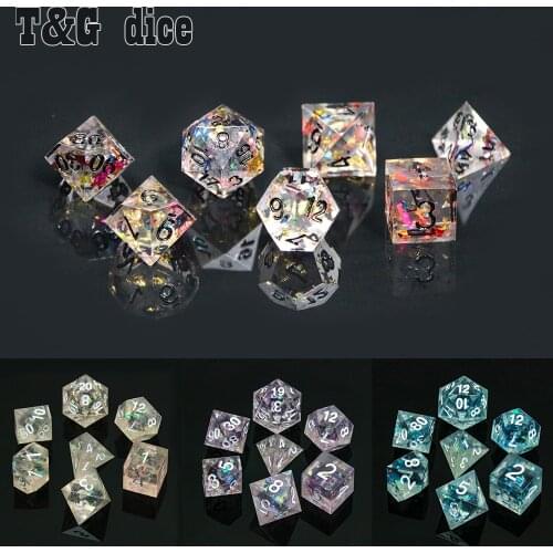 Colorful Sharp Edge Dice Set 7pcs/set D4-D20 with DND RPG Gift Boardgames Top Grade Polyhedral family games