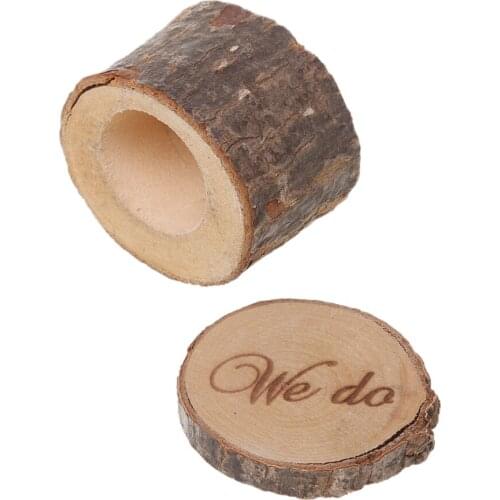 Natural ''We do'' Printed Rustic Shabby Chic Wedding Wooden Ring Bearer Box