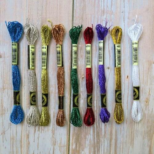 Cross Stitch Thread Stitch Metallic Embroidery Thread Floss Sewing Skeins Craft Different Gradient 8 Meters 12 Strands