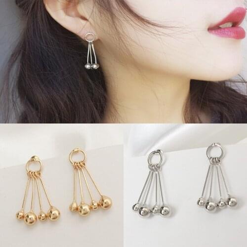New Fashion Punk Gold Color Earrings For Women Cute Metal Beads Circle Swing Long Tassel Earrings Jewelry Bijoux Creative Gifts