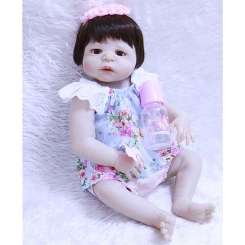 NPKCOLLECTION New 55cm Full Silicone Reborn Girl Baby Doll Toys Lifelike Newborn Princess Babies Doll Birthday Gift Bathe Toy