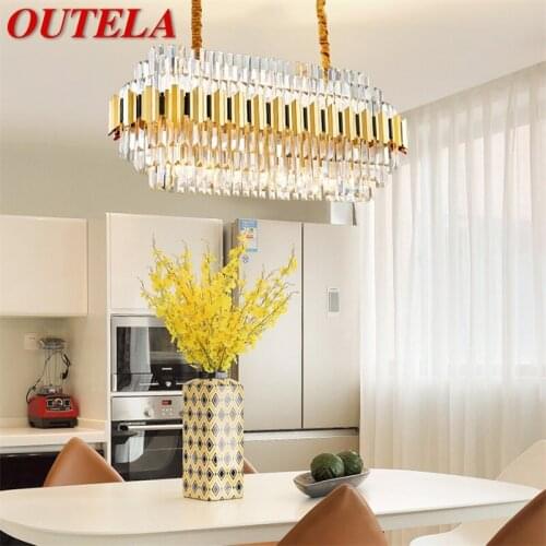 OUTELA Pendant Light Postmodern Gold Luxury Crystal LED Lamp Chandelier for Home Dining Living Room