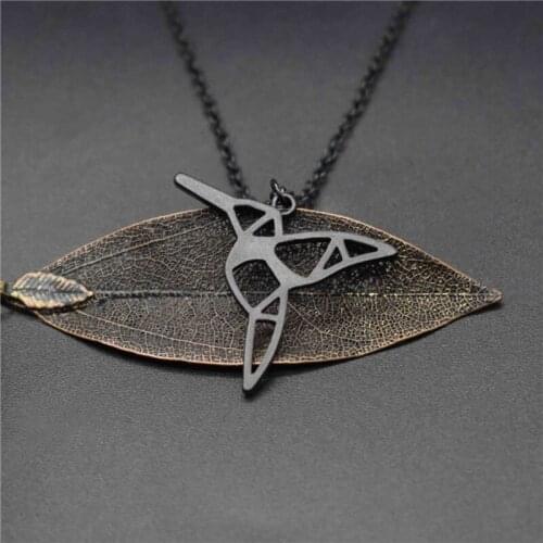 4 Colors New Origami Hummingbird Charm Necklace Trendy Metal Bird Jewellery Origami Hummingbird Pendant Necklace Women