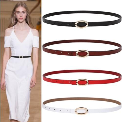 Fashion thin cowskin women belts cow genuine leather high quality cowhide strap dress gold alloy buckle belt jeans free shipping