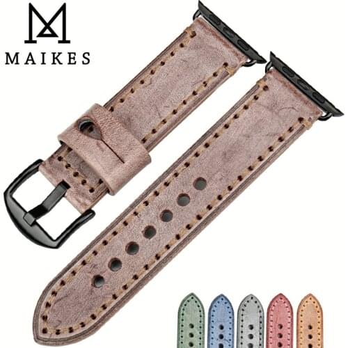 MAIKES Vintage Bridle Leather Strap For Apple Watch Band 44mm 40mm / 42mm 38mm Series 4 3 2 iWatch Bracelet Watchbands