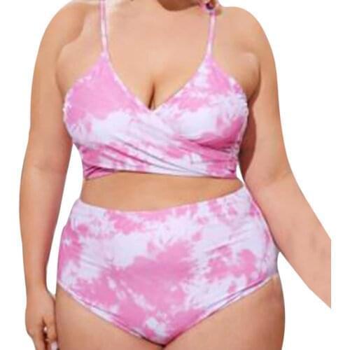 Sexy Plus Size Ttie Dye Bikinis for Women Swimsuits Set Push Up Bikini Top High Waisted Bikini Bottoms Swimsuits