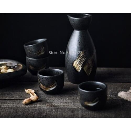 Shabu Ceramic Sake Liquor Dispenser Yellow Wine Cup Small Glass Creative Drinking Set