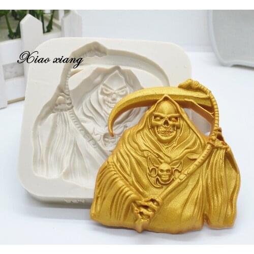 3D Skull Reaper Silicone Fondant Molds For Baking Fondant Chocolate Candy Mould Pastry Kitchen Baking Accessories M1976
