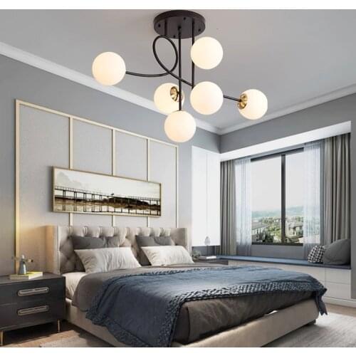 Modern LED lights Glass ball lamps Nordic hanging light bedroom pandent lighting living room bedroom office ceiling chandelier