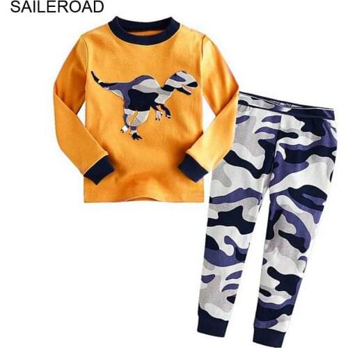 TUONXYE 2-7T Dinosaur Baby Kids Pajamas Sets Children Boys Girls Nightgown Clothing Winter Autumn Wear T Shirt Pants Kids Suit