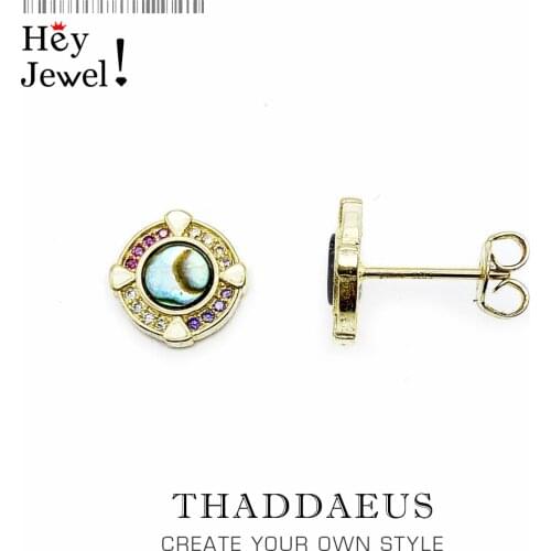 Abalone Mother-of-pearl Gold Studs Earrings,Europe Bohemia Artistic Happy Jewerly For Women,2020 Gift In 925 Sterling Silver