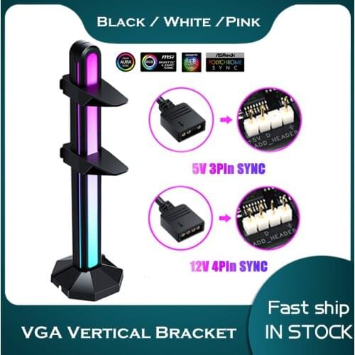VGA Bracket Vertical Aluminum 5V A-RGB GPU Holder Belief lamp Graphics Card Companion Support Blade