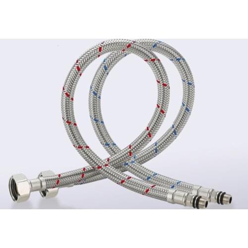 2019 New Design Water Pipe Stainless Steel Plumbing Hoses Braided G1/4 Hot Cold Water Supply Faucet Connector Striped Hoses