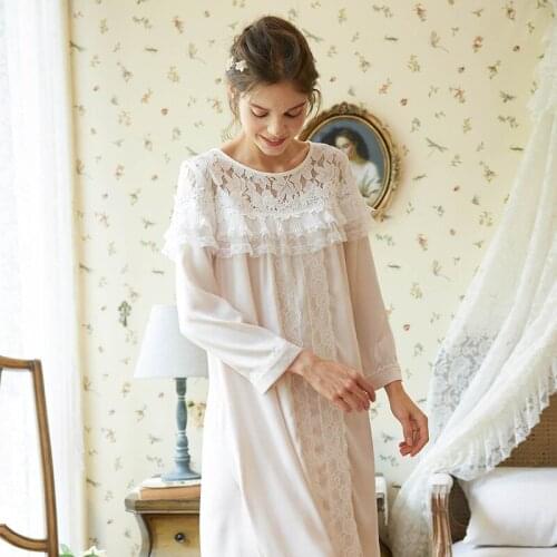 Women New Nightdress Silk Satin Comfortable Sleepwear Nightgowns Elegant Palace Style Home Clothes Casual Lounge Dress Negligee