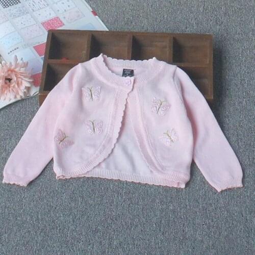 0-4yrs Kids Cardigan Jacket Girls White Butterfly Cute Baby Shrug Sweater 1 2 3 4 Years Children Clothes OGC215417