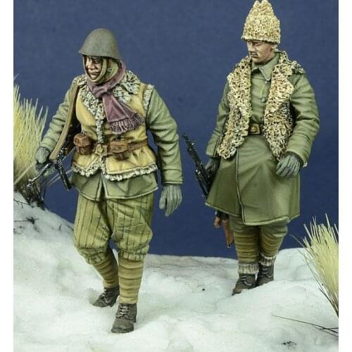 1/35 Scale WW2 Hungarian Soldiers 2 People Miniatures World War II Unpainted Resin Model Kit Figure Free Shipping