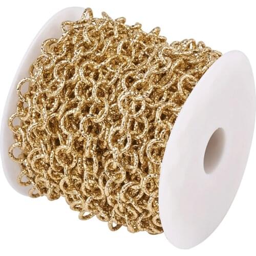 1 Roll Light Gold Gunmetal Color Aluminium Rolo Chains with Spool Belcher Chains DIY Necklaces Making Accessories, 11.5x2mm