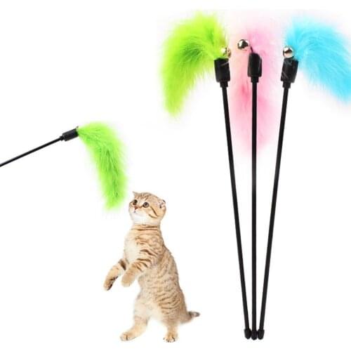 1PC Color Random Feathers Tease Cat Stick Cat Interactive Toy Cat Teaser Toy Pet Supplies Drop Shipping