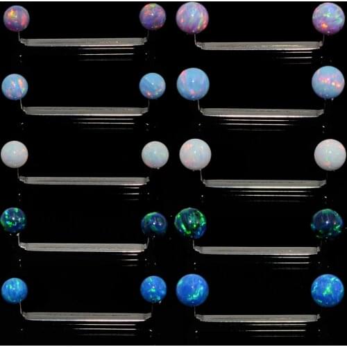 1PC G23 Titanium&Opal Round Ball Surface Internally Thread Barbell Piercing 14G steel Micro Dermal Anchor PiercinngJewelry