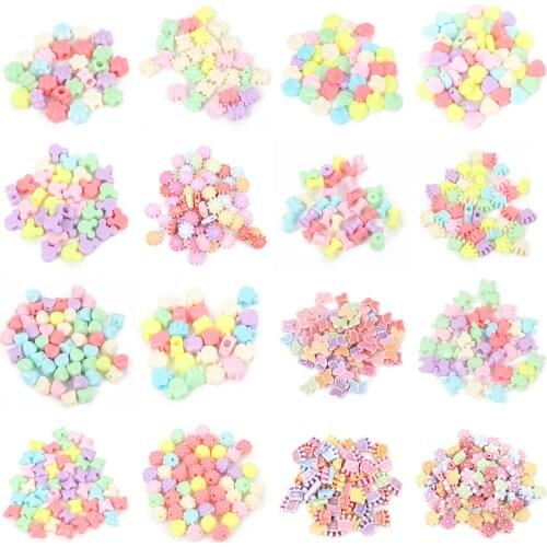 100Pcs 8.5-17mm Animals Flower Heart Acrylic Beads For Jewelry Making DIY Loose Bead Plastic Beads Handcraft Bracelet Finding