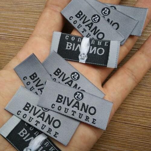 1000 pcs/lot Custom grey damask polyester cloth woven label garment tags 2 cm * 5 cm