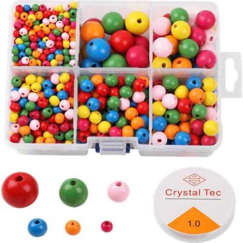 1105Pcs/Lot Colorful Lead-Free Round Wood Beads for Bracelet/Necklace