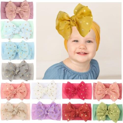36pc/lot Newborn Kids Dot Polka Prints Hair Bow Headbands,Infant Knotted Hair Bow Nylon Headband for Baby Girls Hair Accessories