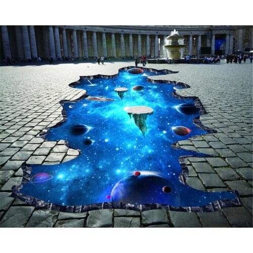 Beibehang Astronomical Star Galaxy 3D Stereo Flooring Outdoor Painting Living Room Bedroom Bathroom 3D Floor PVC Non-slip Floor