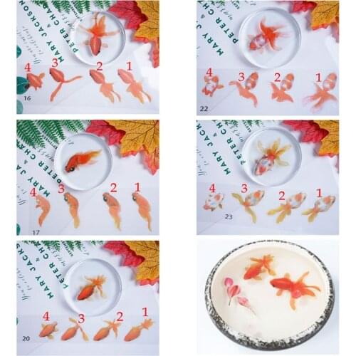 5 Sheets Gold Fish 3D Mold Resin Stickers Decal Landscape Decorative DIY Crafts Material Decoration Jewelry Filling Tools