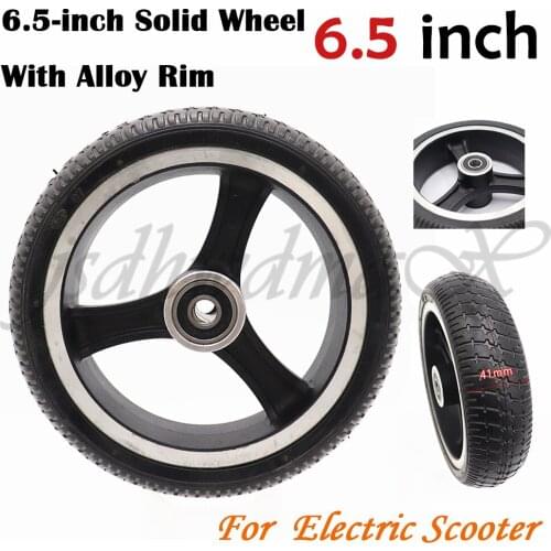 6.5 inch wheels part electric bike motorcycle scooter solid tire with rubber wheel and alloy hub non pneumatic