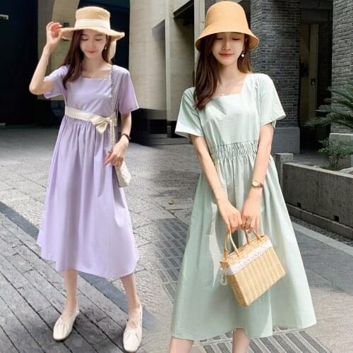 680# Maternity Dress Summer Short Sleeves Green Color Loose Stylish Dress Pregnant Women Mom Dress