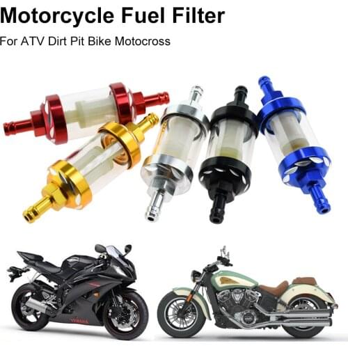 8mm CNC Aluminum Alloy Glass Motorcycle Gas Fuel Gasoline Oil Filter Moto Accessories for ATV Dirt Pit Off-Road Bike Motocross