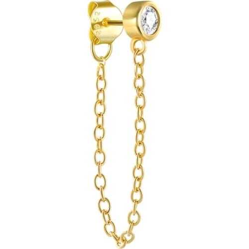 Aide 1PCS 925 Sterling Silver Zircon Stud Earring For Women 2021 Trend Chain Earrings Luxury Jewelry Gift Pendientes Brincos CZ