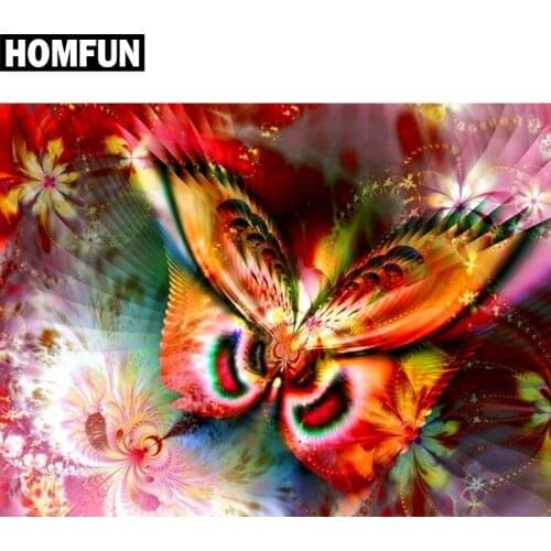 HOMFUN Full Square/Round Drill 5D DIY Diamond Painting "Colorful butterfly" 3D Embroidery Cross Stitch 5D Rhinestone Decor