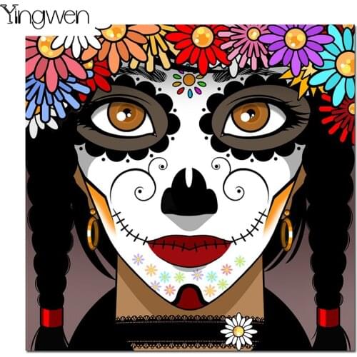 Full Square/Round Drill 5D DIY Diamond Painting Skull Woman Diamond Embroidery Flower Cross Stitch 3D Home Decor Art Gift