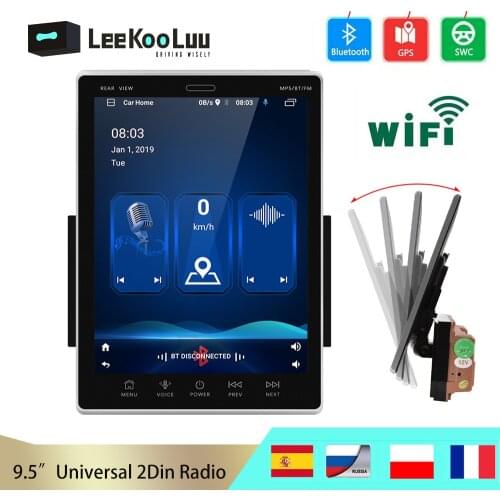 LeeKooLuu 2 Din Android 9.1 Car Radio GPS Bluetooth Audio Stereo WIFI USB FM 2Din Auto Autoradio 9.5" Vertical Screen Multimedia