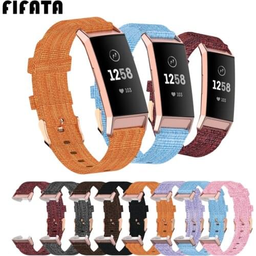 FIFATA Watch Band For Fitbit Charge 4 3 3SE Weave Nylon Wrist Strap For Fitbit Charge 4 / 3 / 3 Se Smart Bracelet Wristband