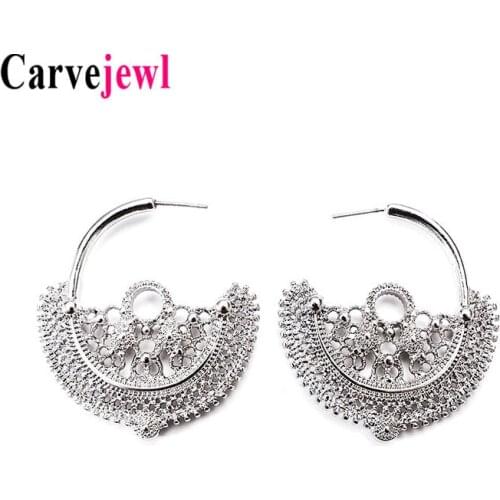 Carvejewl hoop earrings metal simple flower hollow out hoop earrings for women jewelry girl gift Gothic European American earing