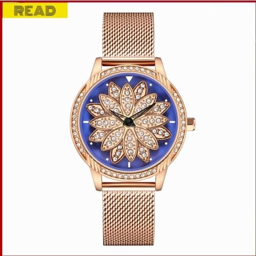 READ Brand Retro Flowers Women Waterproof Quartz Watches Stainless Steel Strap Watch Diamond Dial Ladies Quartz Wristwatches