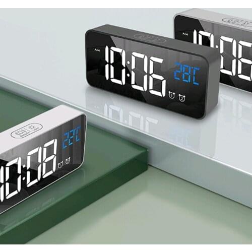 Digital Alarm Clock, Electronic LED Time, Large Display, Made Electric Clocks for Bedroom, Bedside