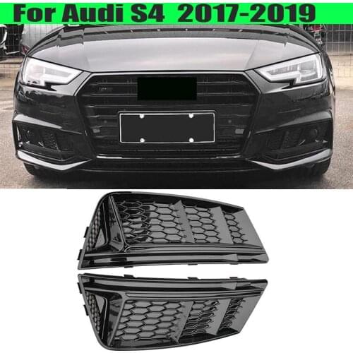 For Audi A4 S4 B9 2017 17 2018 18 2019 19 Fog Light Lamp Grille Bumper Cover Grilles Black