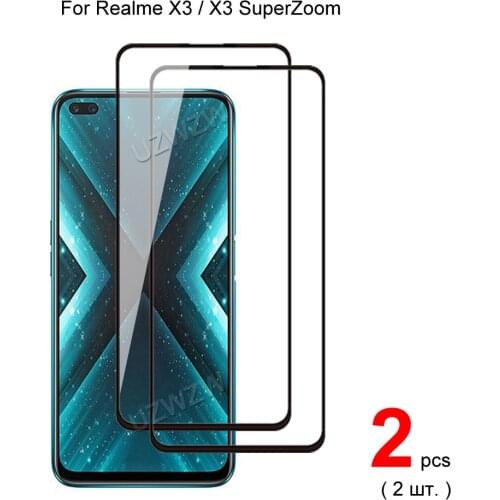 2pcs For Realme X3 / X3 SuperZoom Full Cover Tempered Glass Screen Protector Protective Glass Guard Film