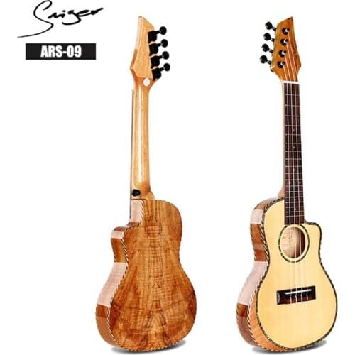 Smiger 24Inch Hawaii Ukulele ARS-09 Concert Ukulele Cutaway Thin Body With Armrest Solid Spruce Top Musical Instrument