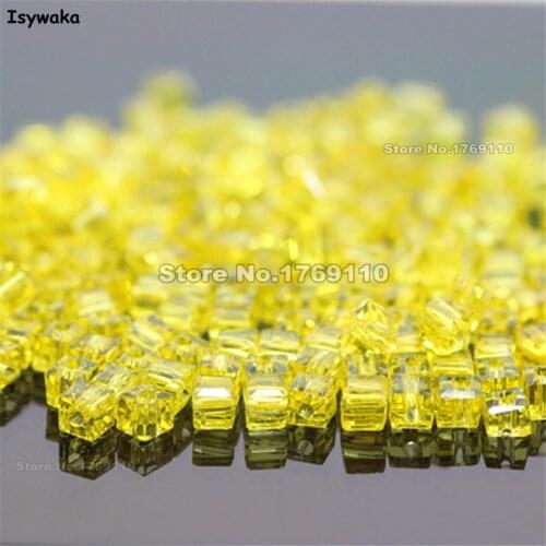 Isywaka 1980pcs Cube 2mm Yellow Color Square Austria Crystal Bead Glass Beads Loose Spacer Bead For DIY Jewelry Making