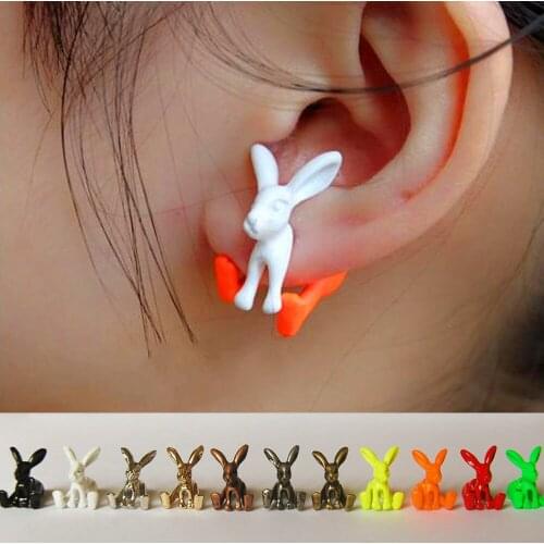 IVYYE rabbit 3D Fashion Anime Cartoon Earring Cute Animal Stud Earrings For Women Girls Kids Jewelry XMAS New Gift
