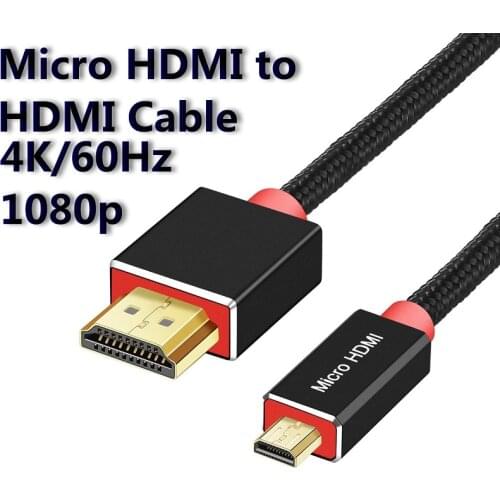 Micro HDMI to HDMI Cable Adapter 4K 60Hz 1080P Ethernet Audio braid cable for camera HDTV PS3 XBOX PC 1m 2m 3m Micro HDMI